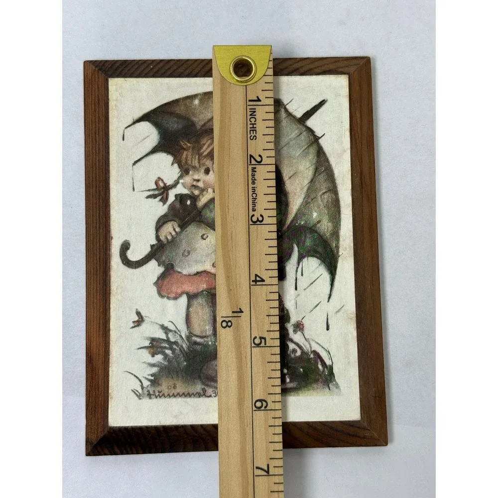 Hummel Wall Plaque‎ Unisex Small Brown Umbrella Children Vintage Wood Art 680